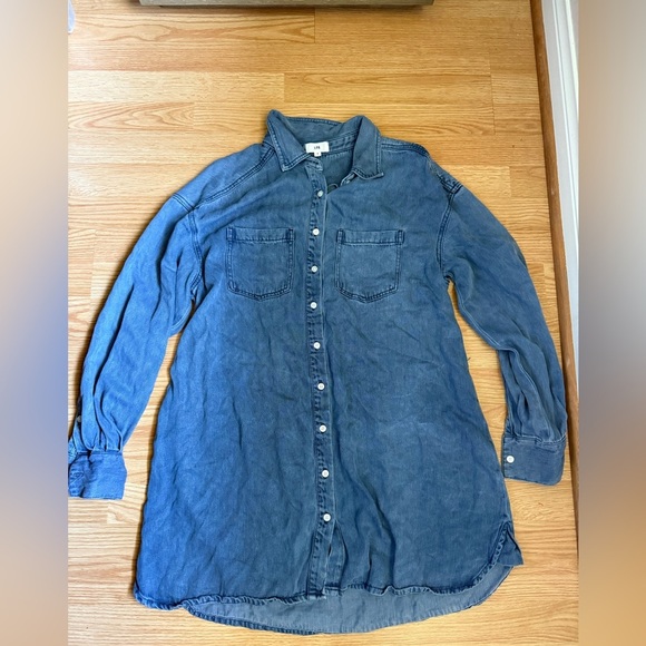 LPA Blue Denim Button-Up Shirt Dress with Belt Size Medium - Picture 3 of 7